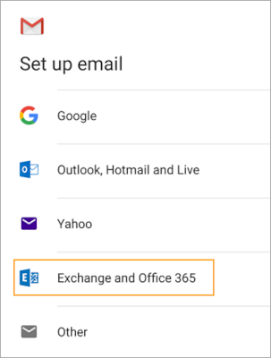 Android Screen - Choose Account Type