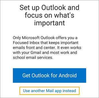 Android Screen - no Outlook