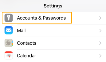 iPhone Screen - Settings/Add Account