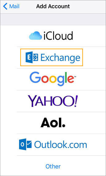 iPhone Screen - Choose Account Type